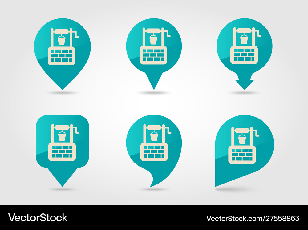 Water well flat pin map icon pointer Royalty Free Vector