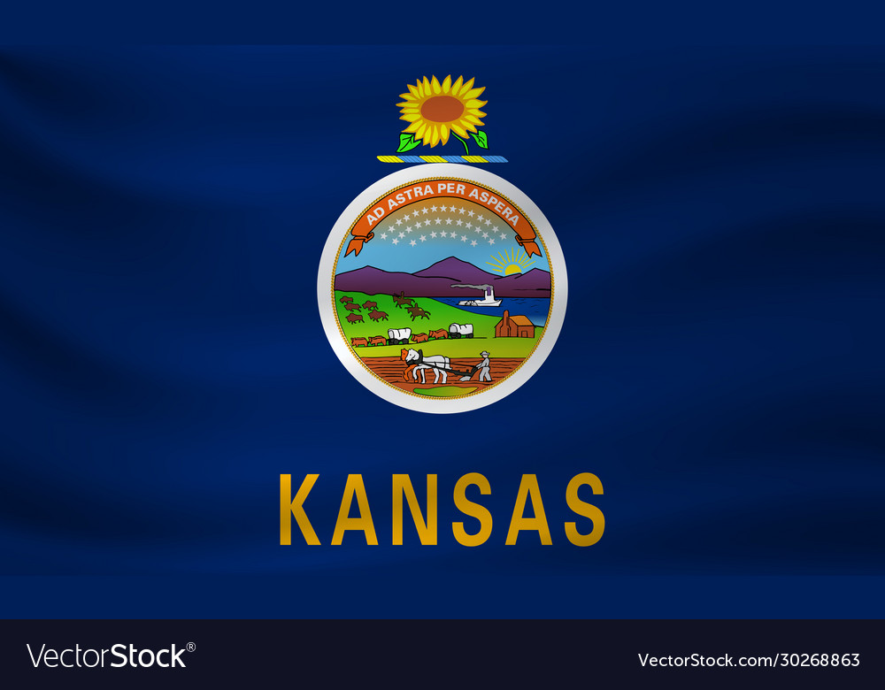 Waving flag kansas Royalty Free Vector Image - VectorStock