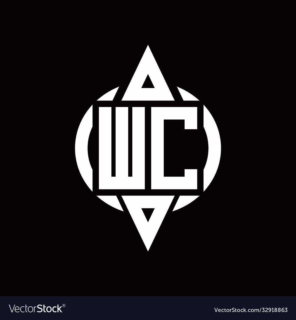 Wc logo with circle rounded combine triangle top