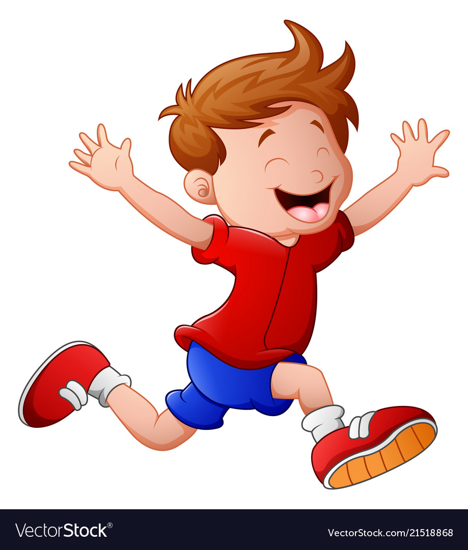 Cartoon little boy running Royalty Free Vector Image