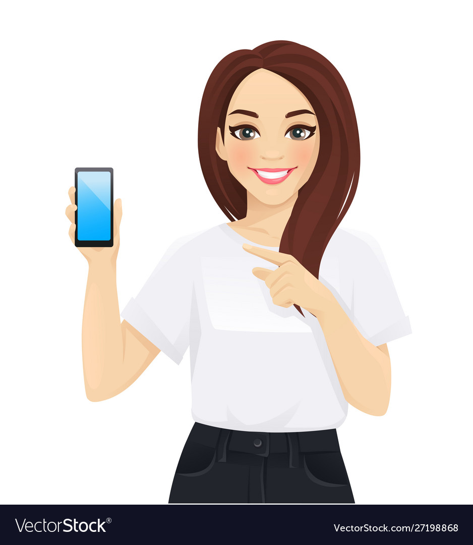 Elegant business woman showing screen phone Vector Image