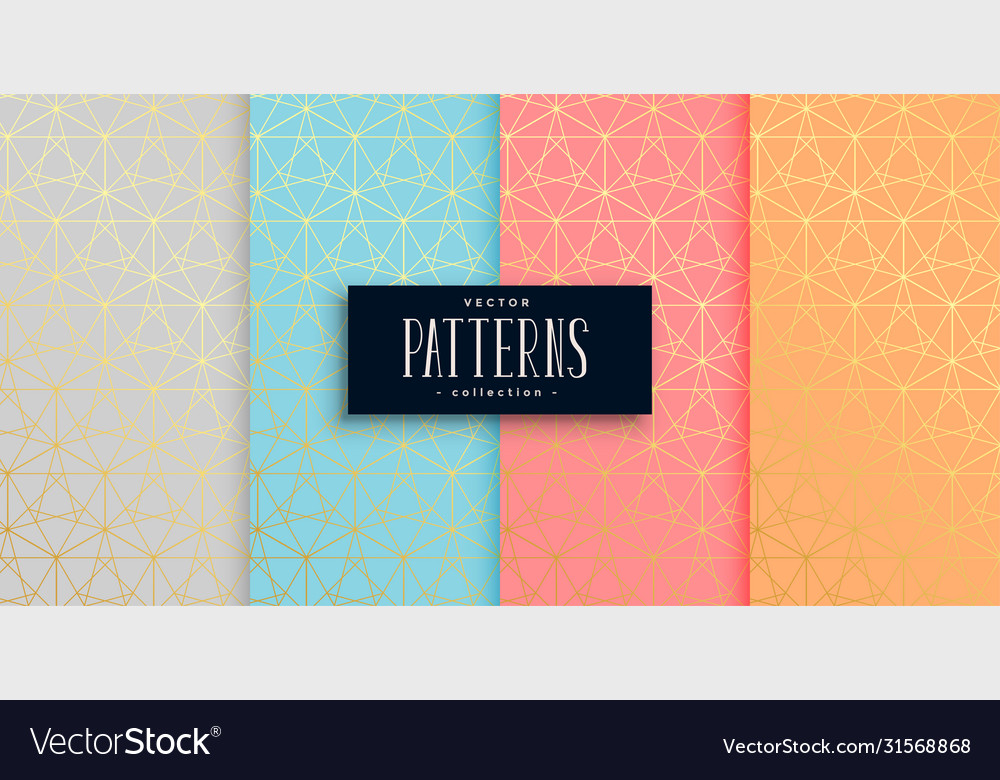 Geometric pastel color gold pattern set four