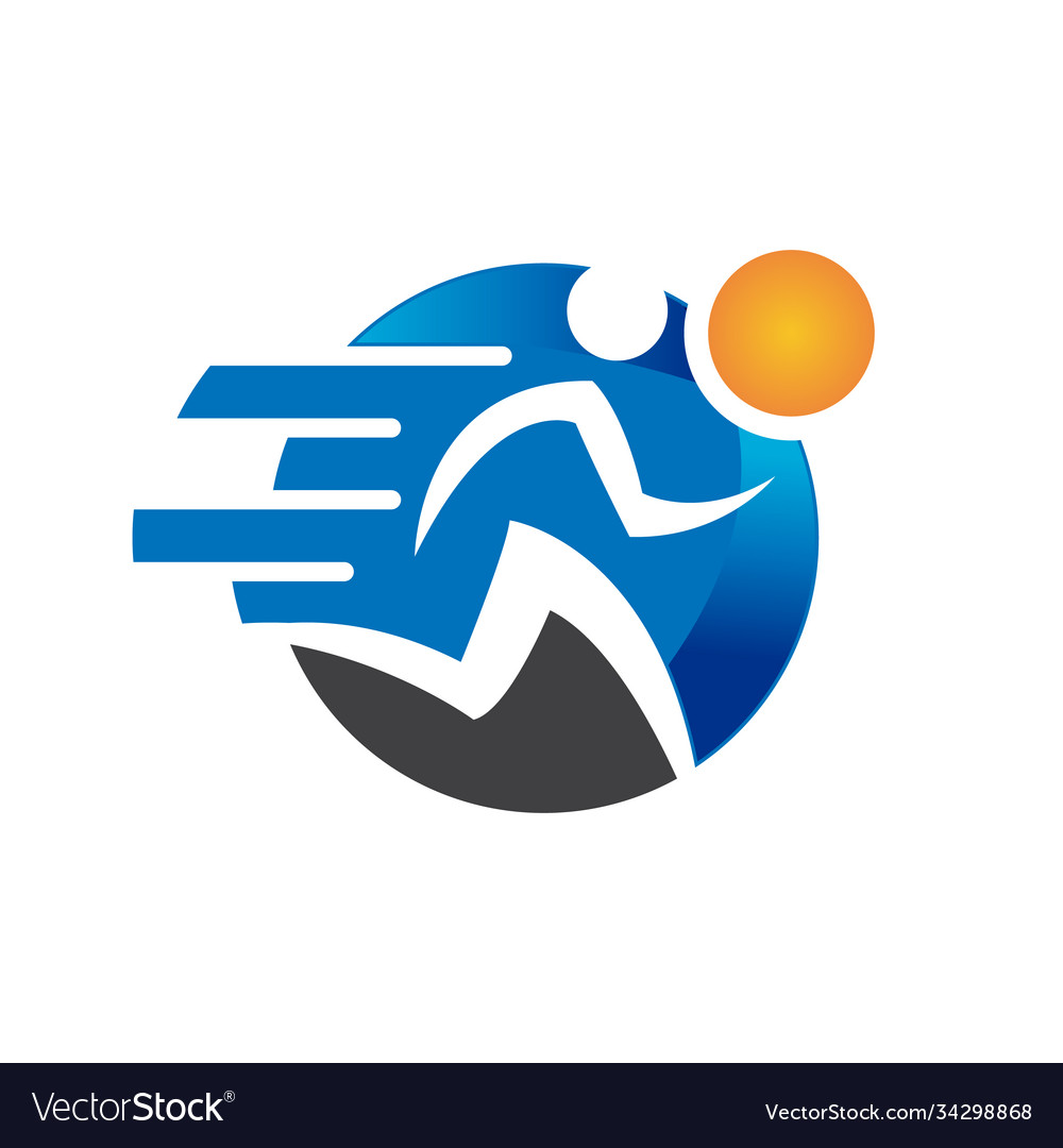 Man on running pose run logo design template Vector Image Man on running pose run logo design template