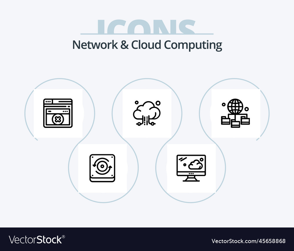 Network and cloud computing line icon pack 5