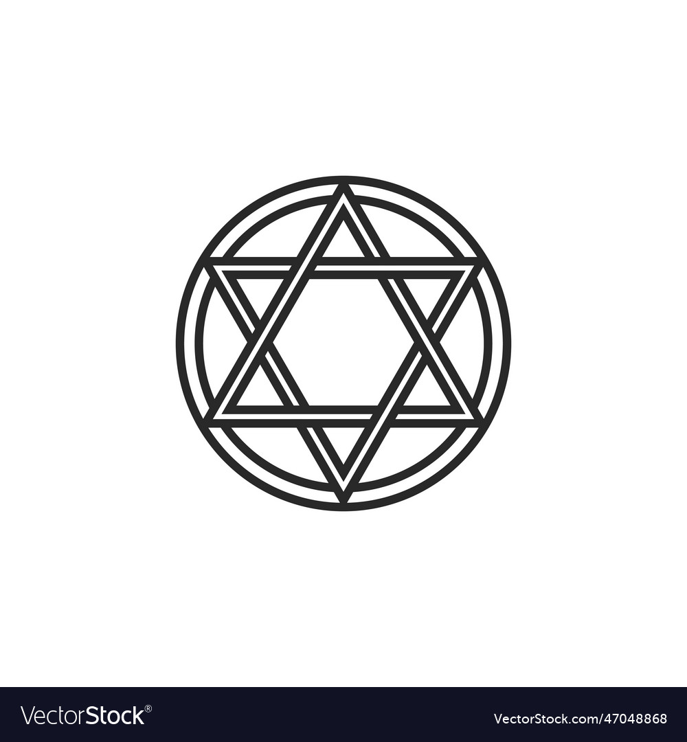 Pentagram in a circle line art element isolated