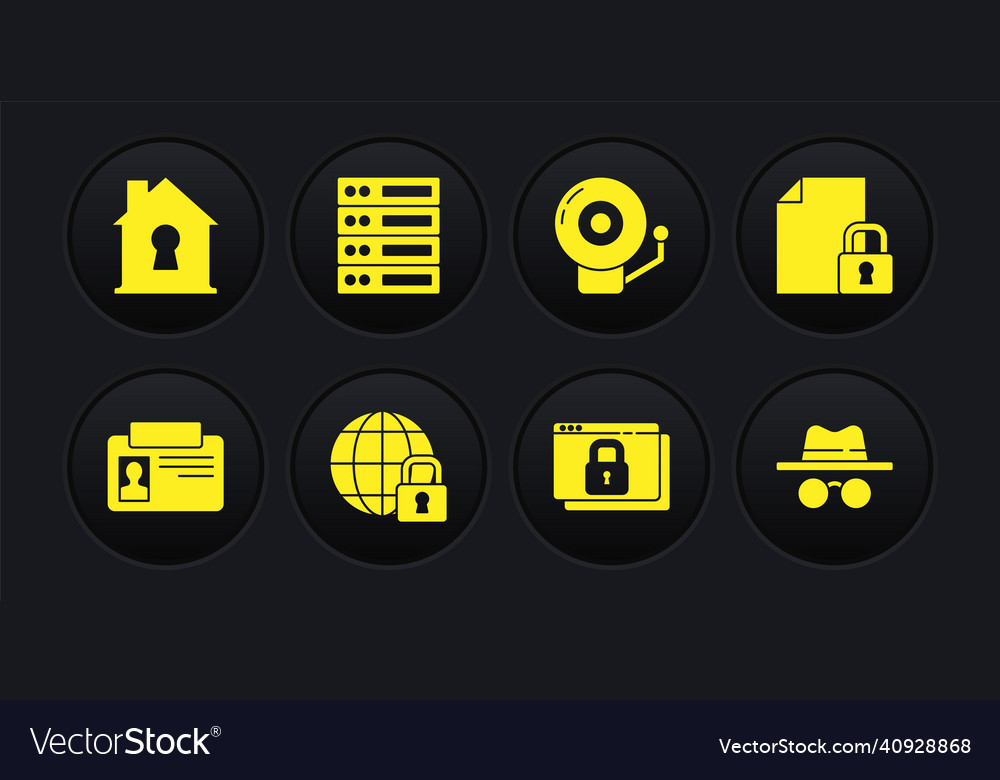 Set identification badge document and lock vector image Set identification badge document and lock