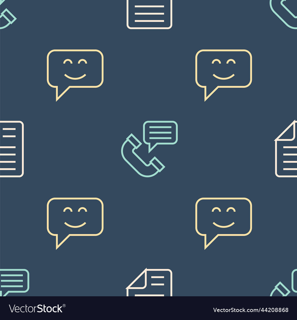 Set line file document smile face and telephone vector image Set line file document smile face and telephone