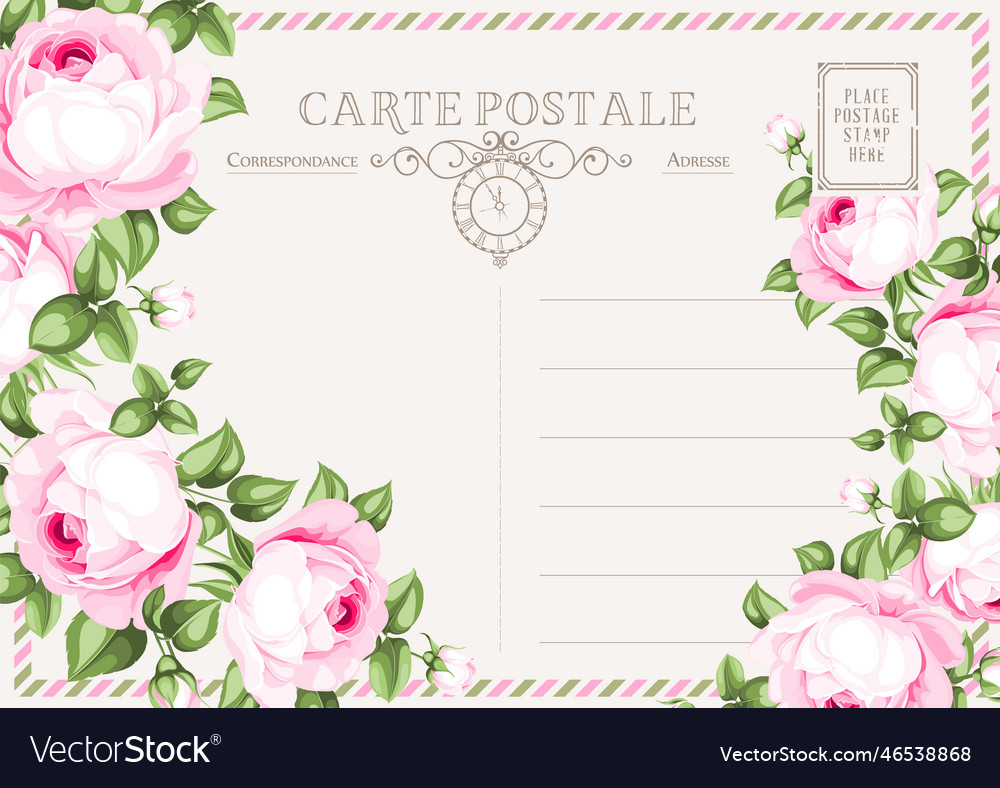 Vintage postcard background template Royalty Free Vector
