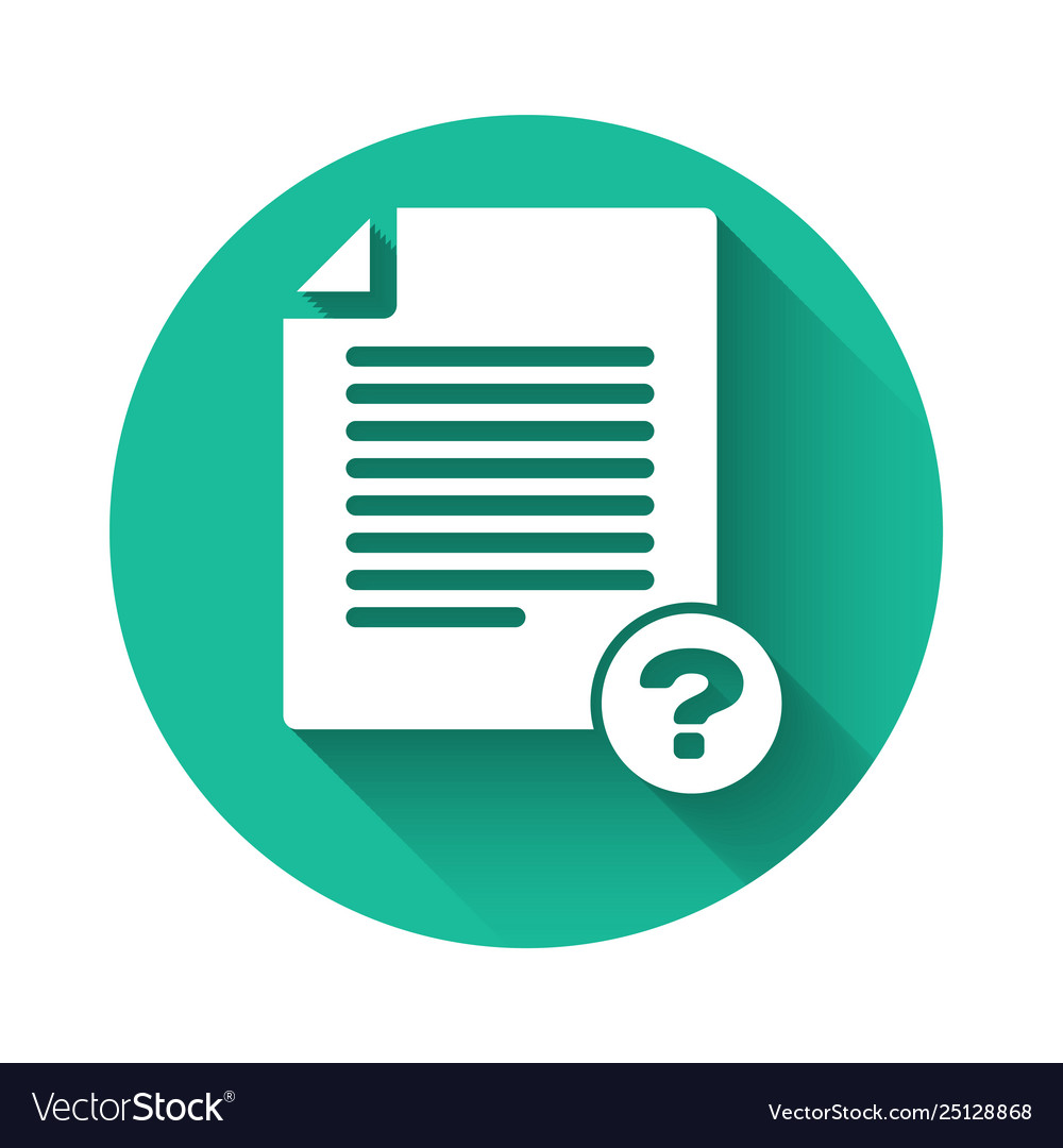 White unknown document icon isolated with long Vector Image White unknown document icon isolated with long