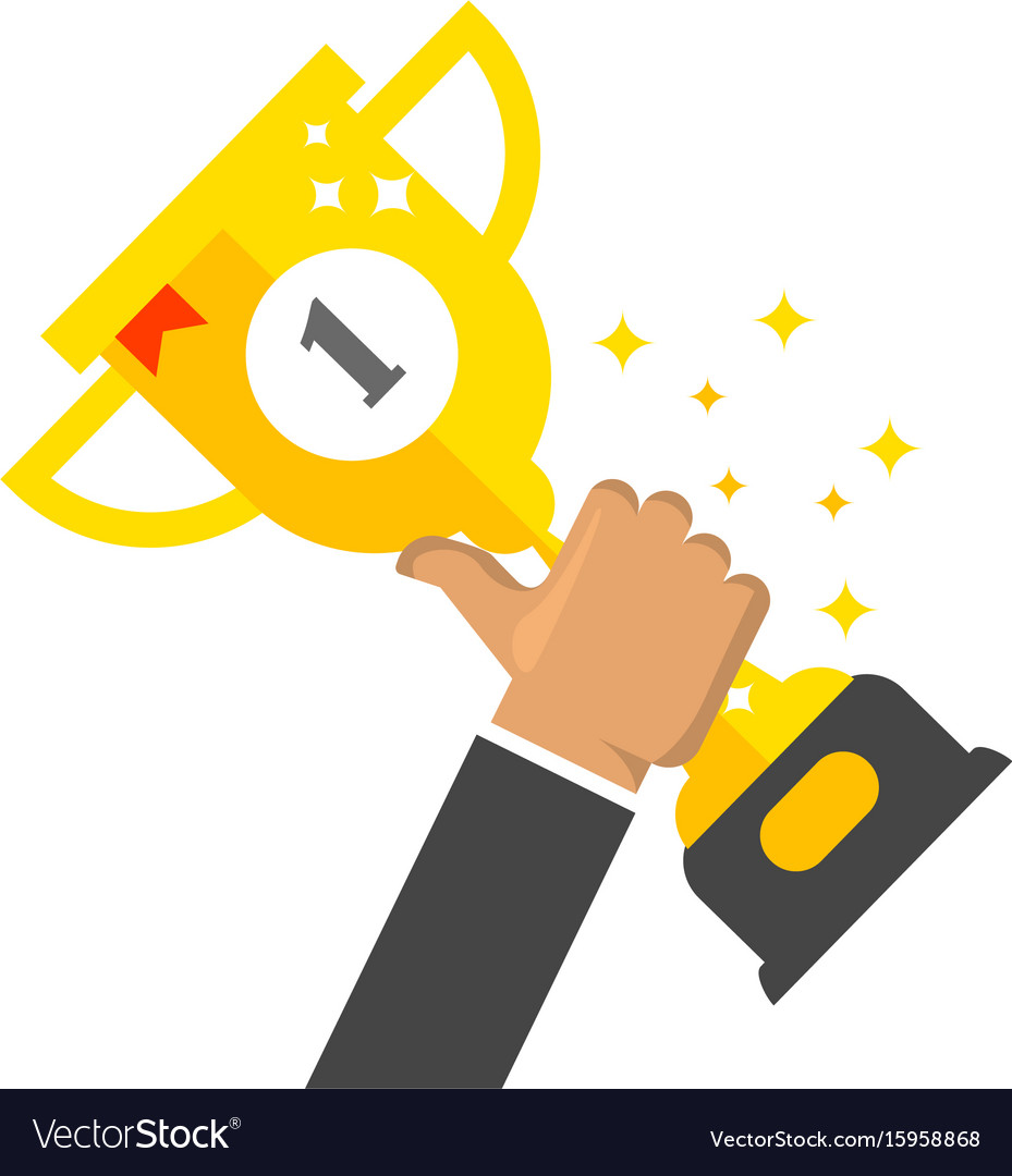 winner-award-cup-first-place-prize-in-hand-vector-image