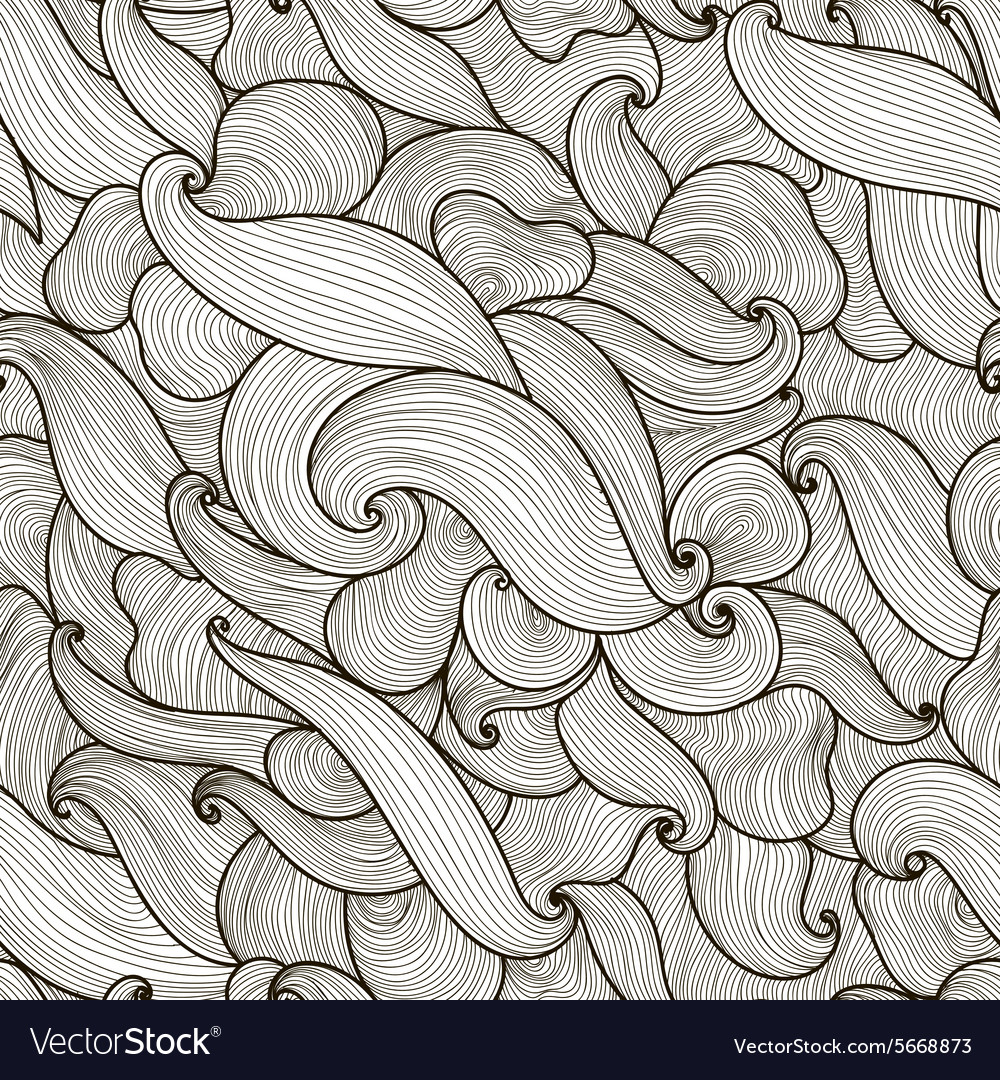 Abstract hand-drawn waves seamless pattern