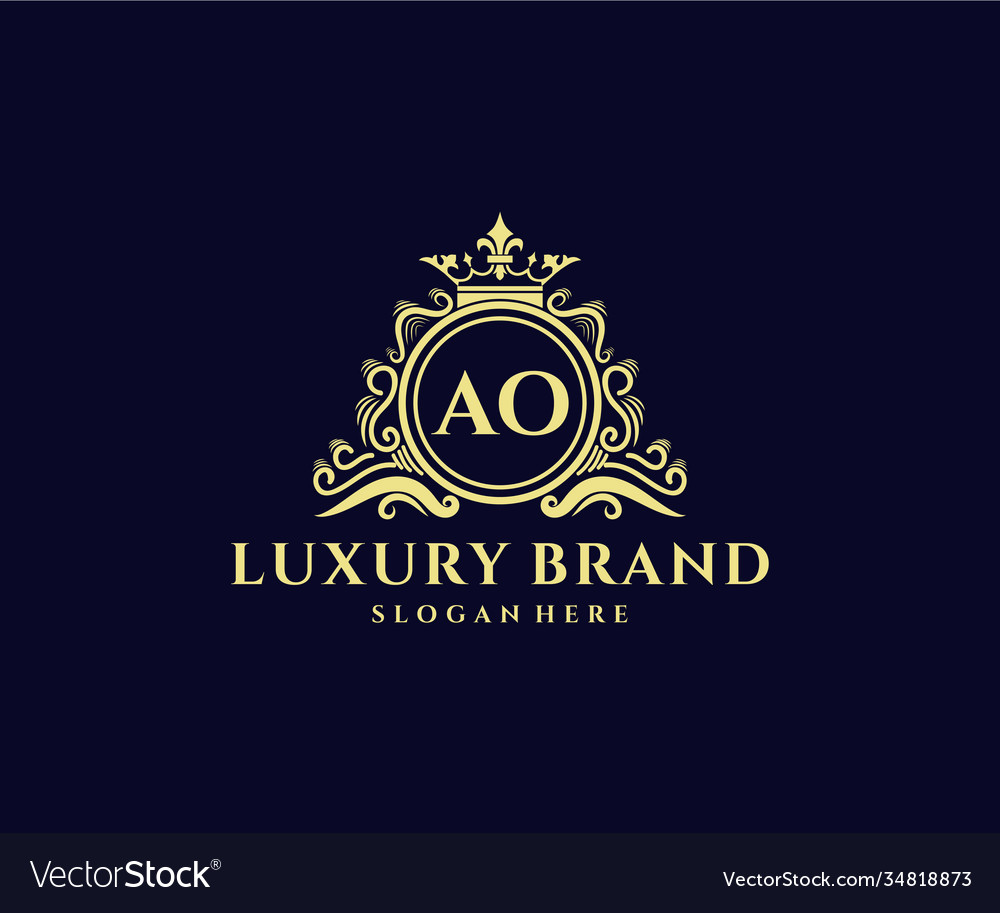 Ao initial letter gold calligraphic feminine