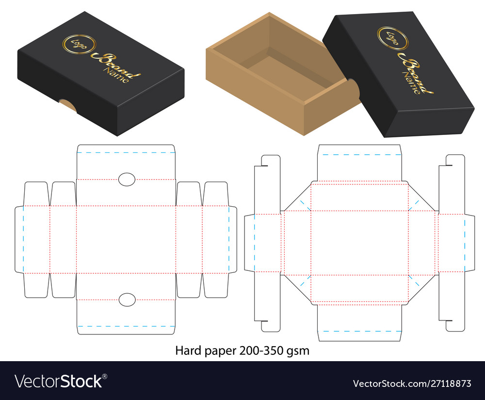 Box packaging die cut template design 3d mock-up Vector Image