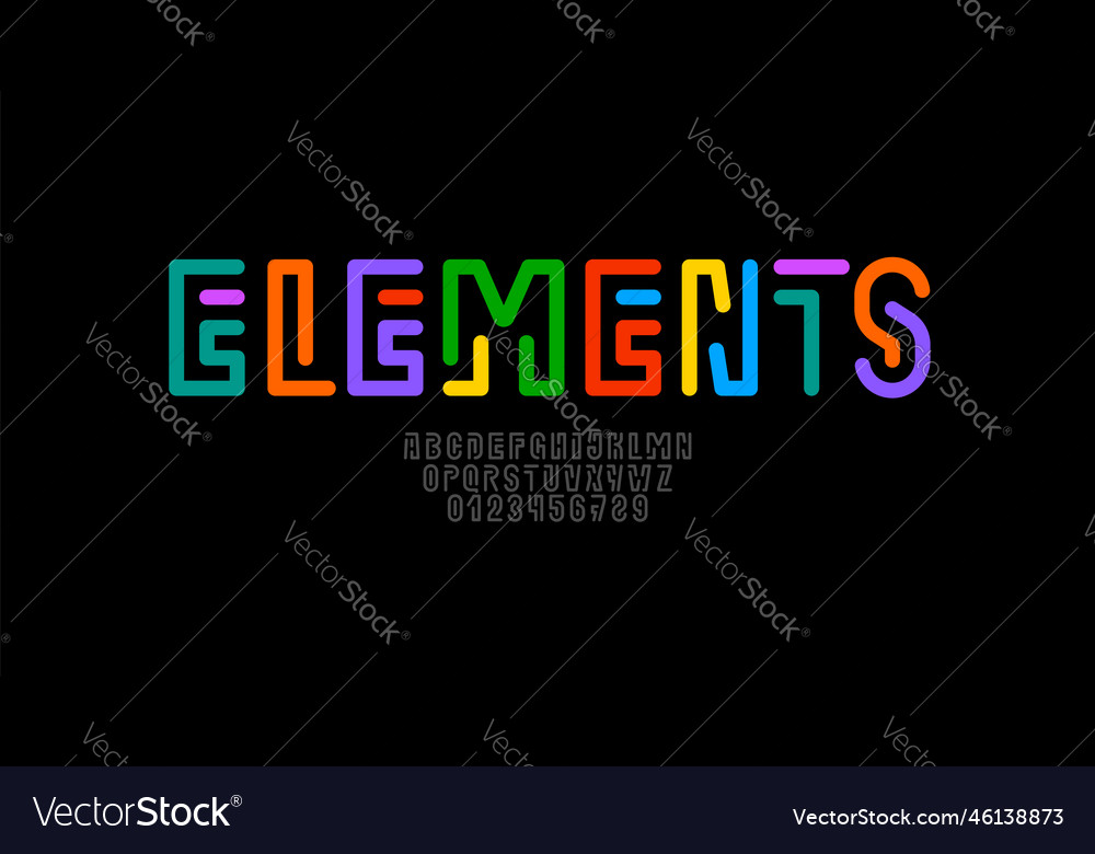 Bright art font alphabet from multi-colored lines Vector Image Bright art font alphabet from multi-colored lines