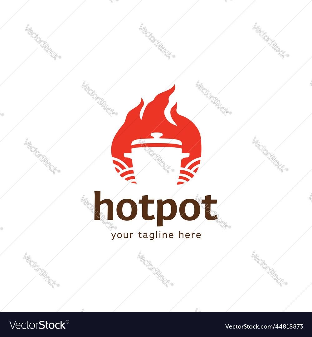 Chinese hot pot logo icon with flame hot pot logo Vector Image