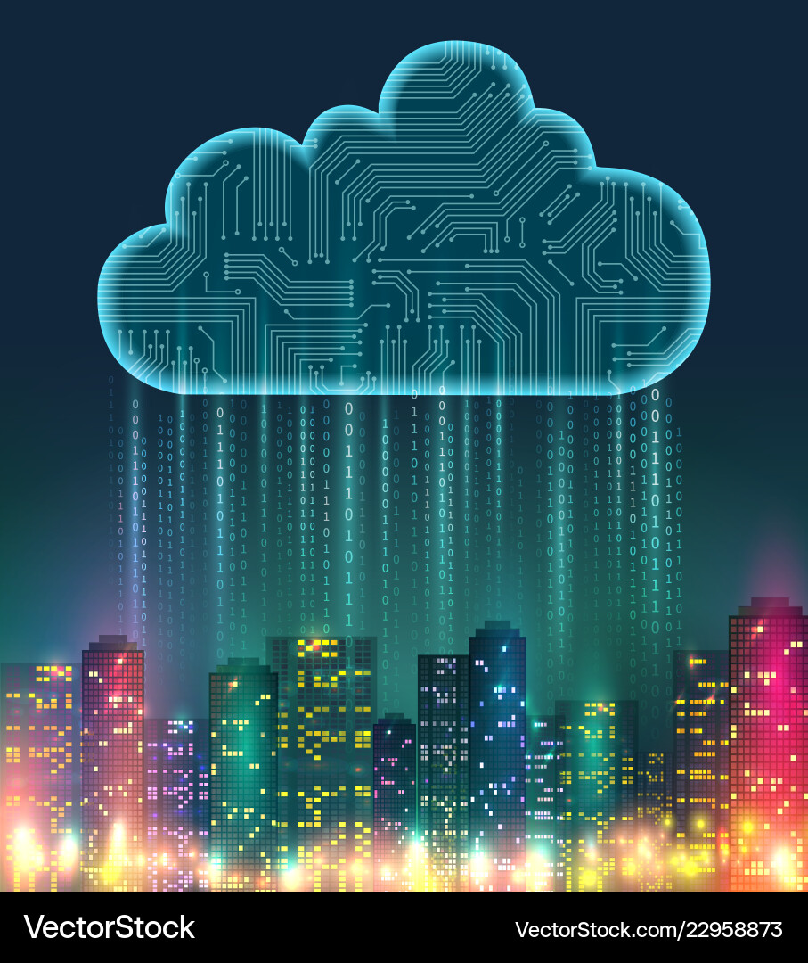 Cloud storage realistic composition Royalty Free Vector