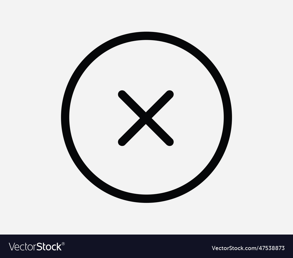 Cross round line icon cancel error x mark wrong vector image Cross round line icon cancel error x mark wrong