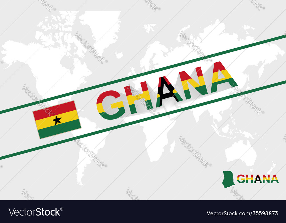 Ghana map flag and text