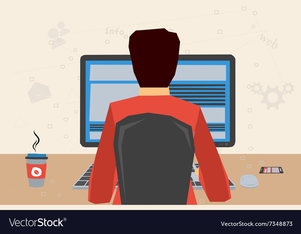 Man at workplace with computer