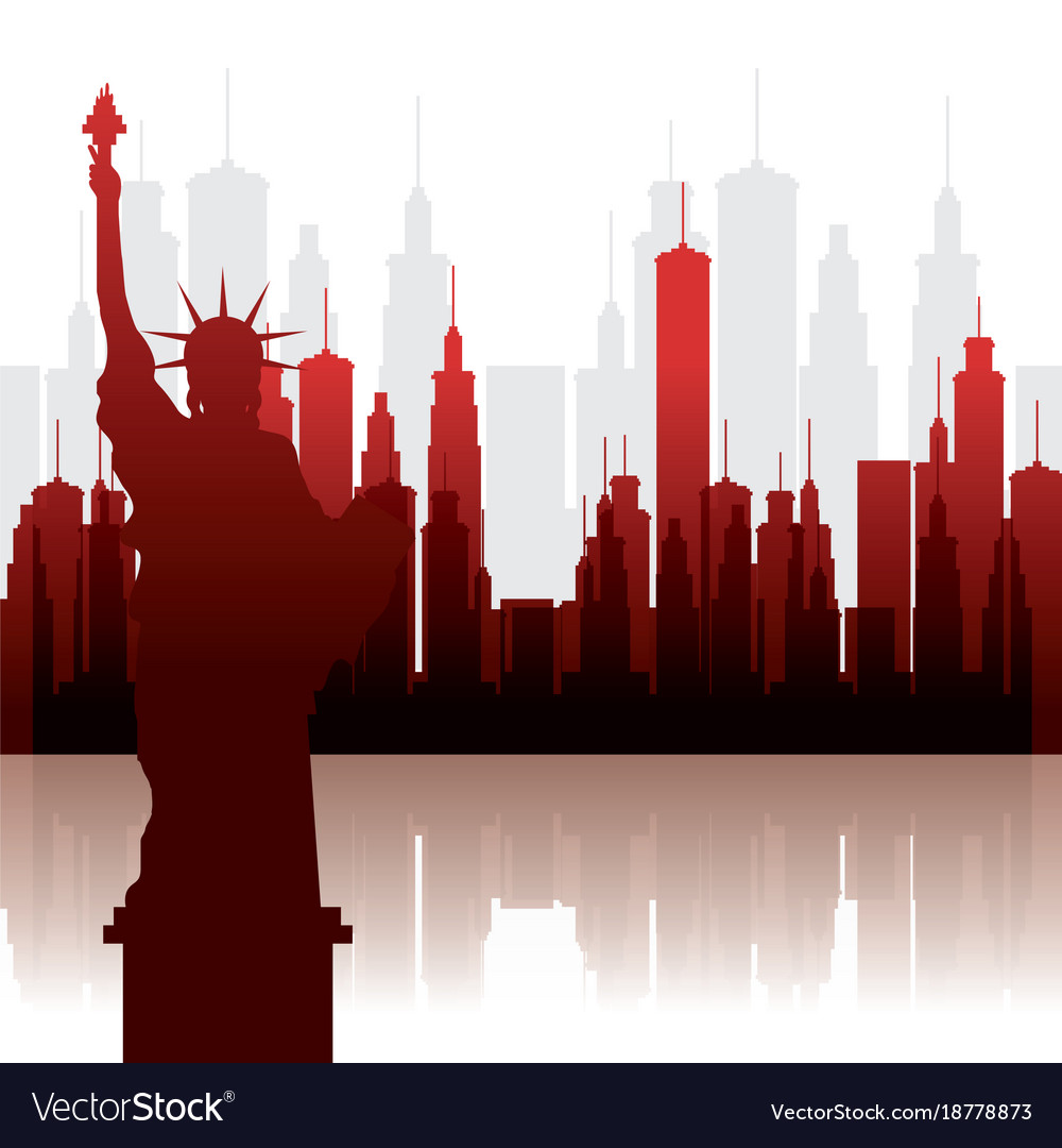 New york city statue of liberty scene Royalty Free Vector