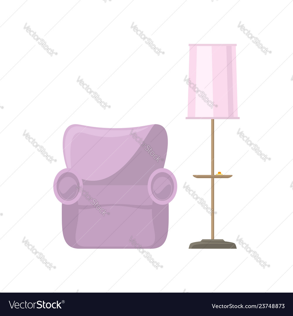 Pink armchair and floor lamp