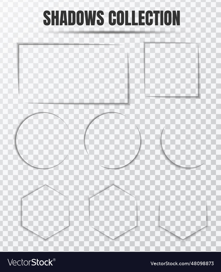 Realistic shadow effect set separate components vector image Realistic shadow effect set separate components