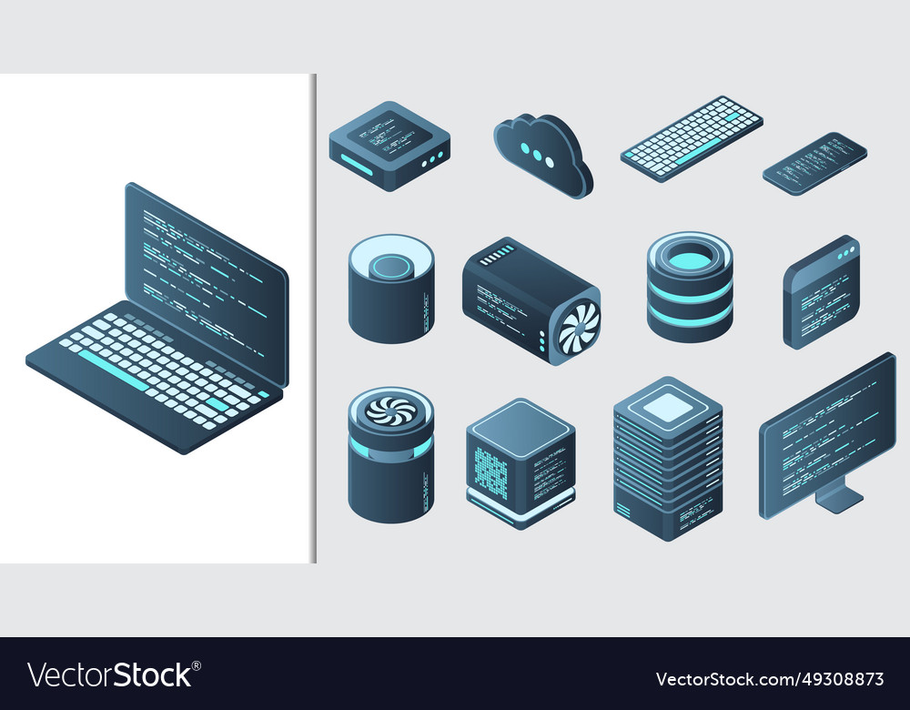 Set of isometric computer technology