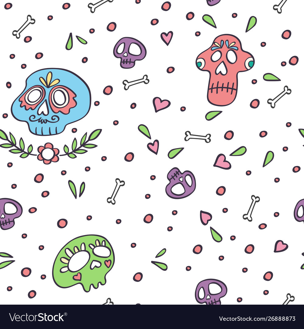 Skull pattern day dead background vector image Skull pattern day dead background