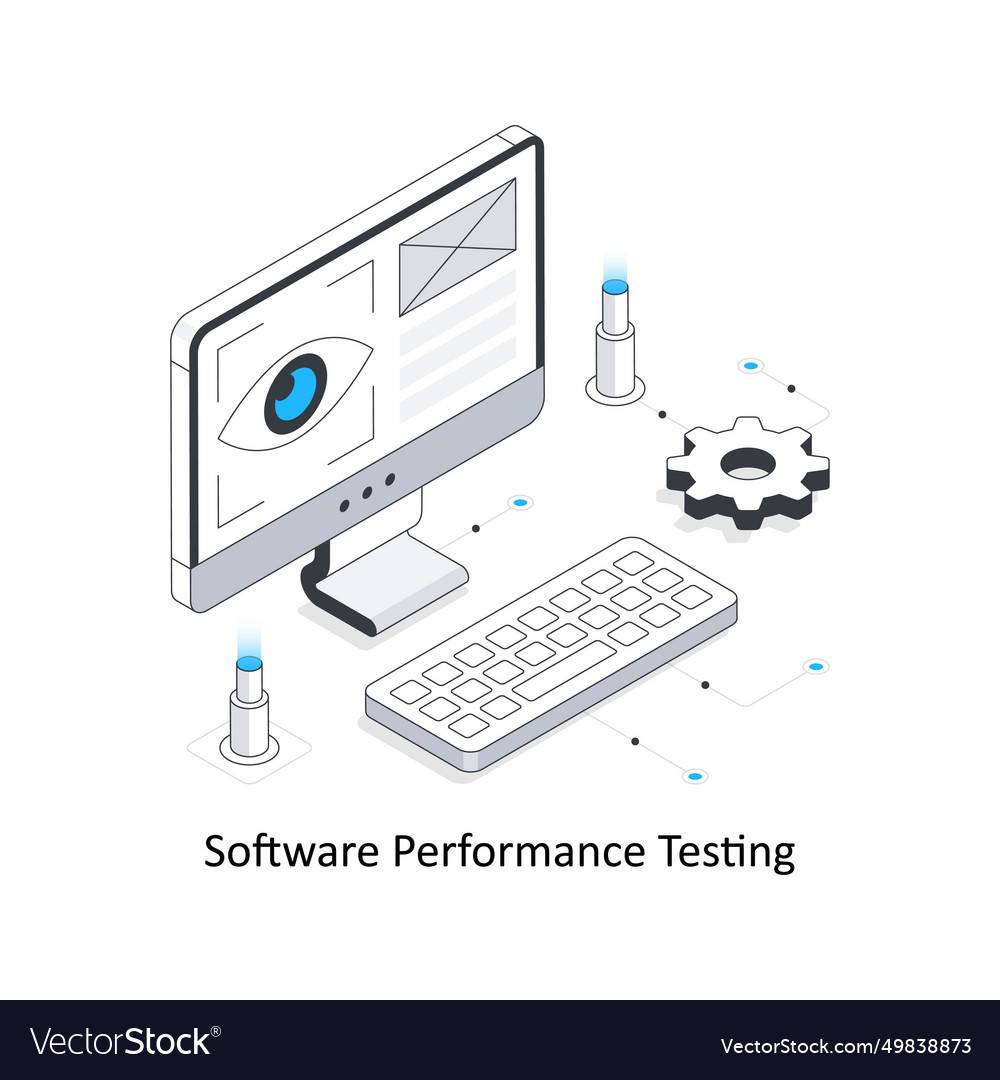 Software performance testing isometric stock illus