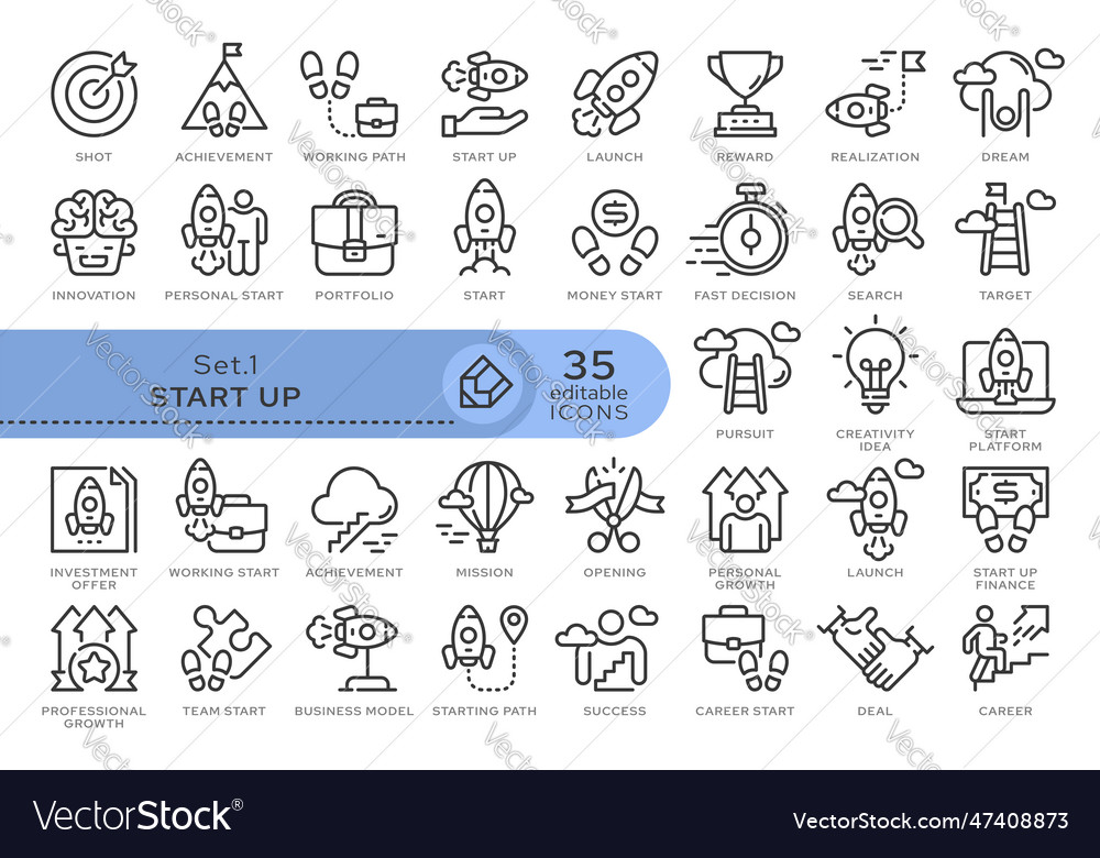 Startup Icon Set - Launch & Growth
