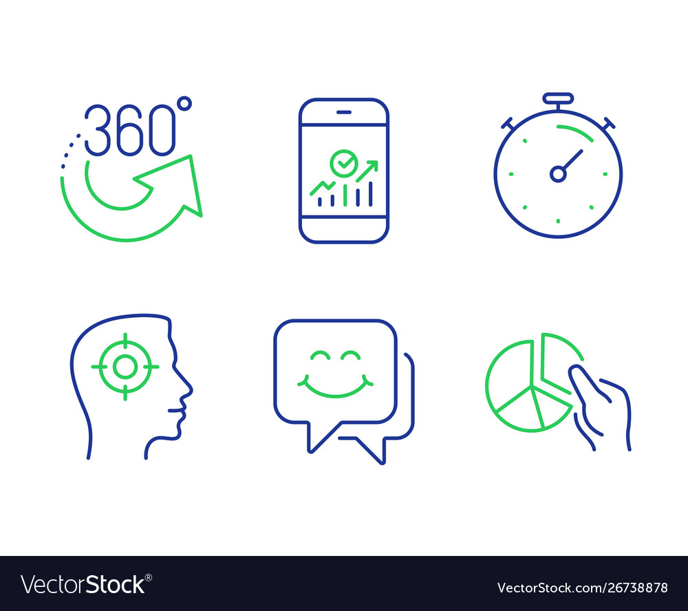 360 degrees timer and smartphone statistics icons vector image 360 degrees timer and smartphone statistics icons