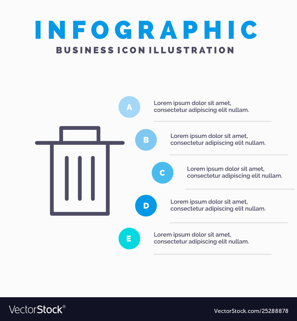 Delete interface trash user line icon with 5 vector image Delete interface trash user line icon with 5
