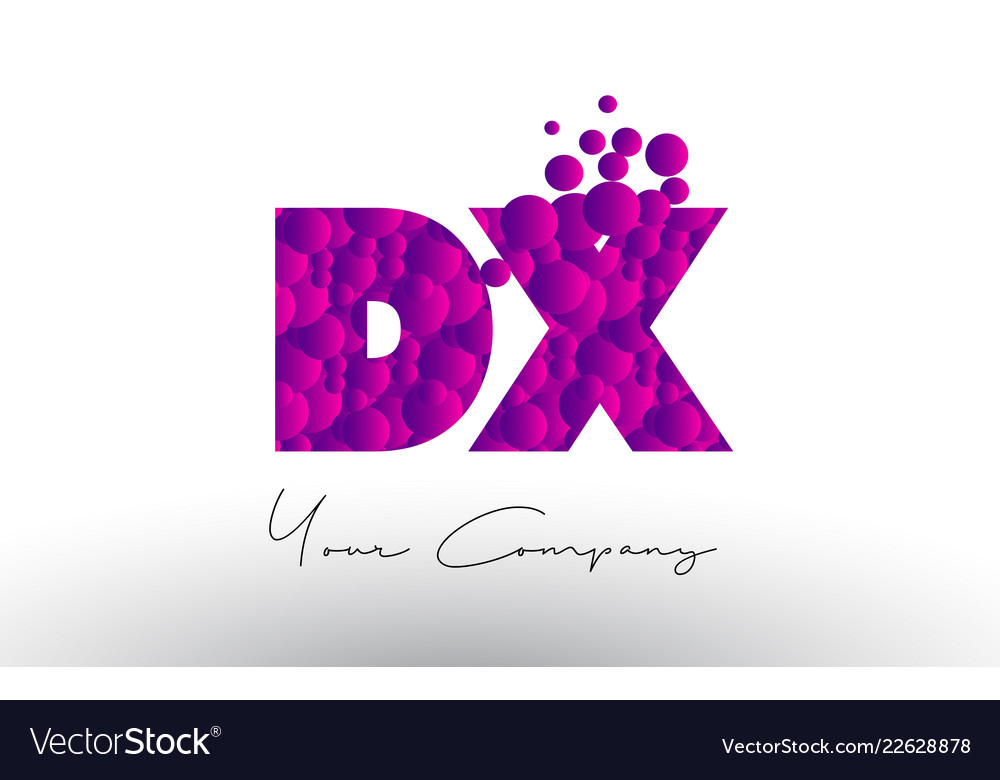 Dx d x dots letter logo with purple bubbles