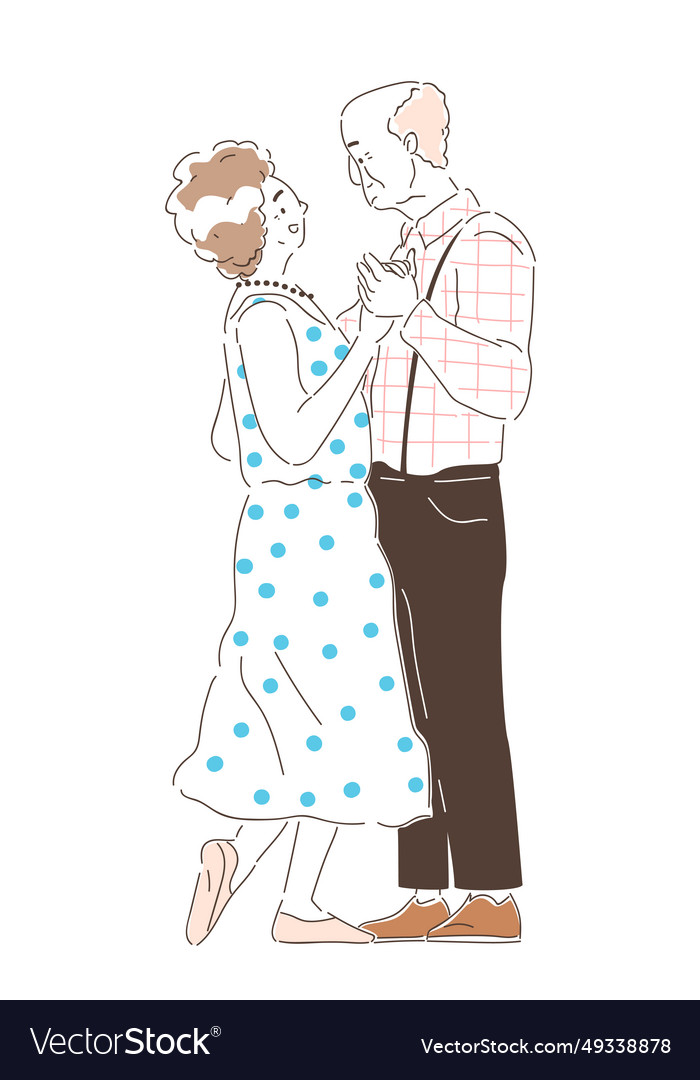 Elderly couples dancing doodle