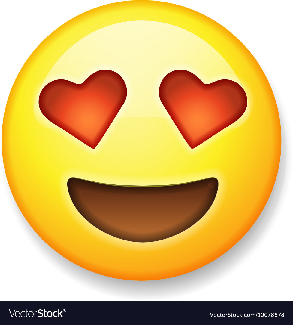 Emoji with heart-shaped eyes emoticon smiling Vector Image