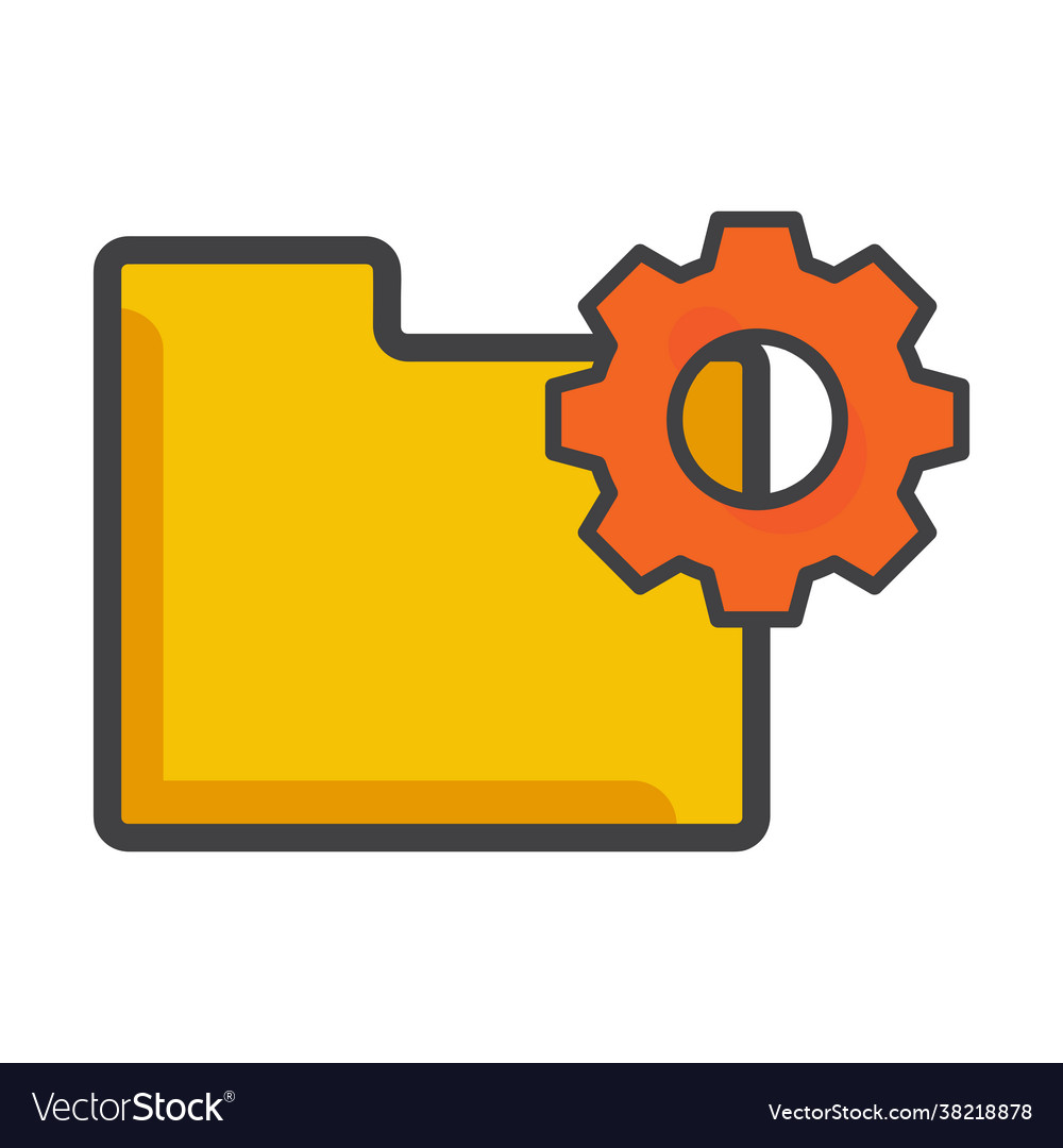 File folder icon with setting gear Vector Image File folder icon with setting gear
