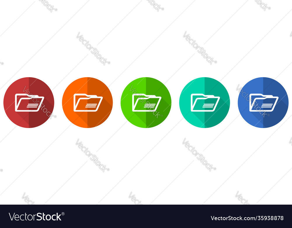 Folder icon set red blue green and orange flat