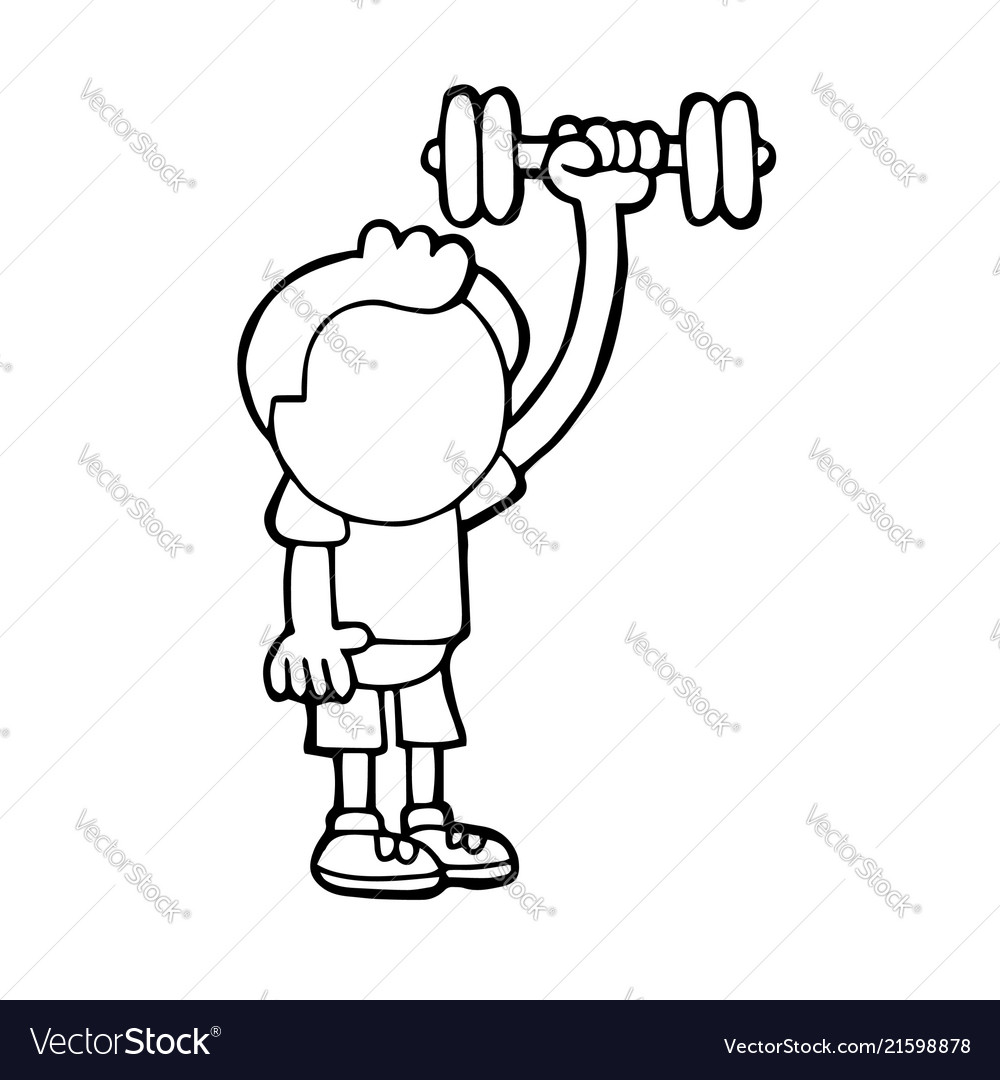 Hand-drawn cartoon of man standing pumping