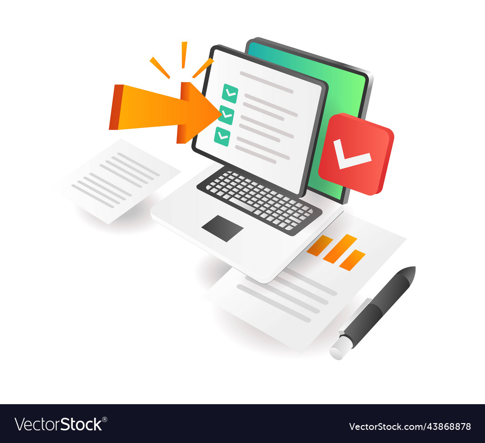 Isometric concept data selection on computer vector image Isometric concept data selection on computer