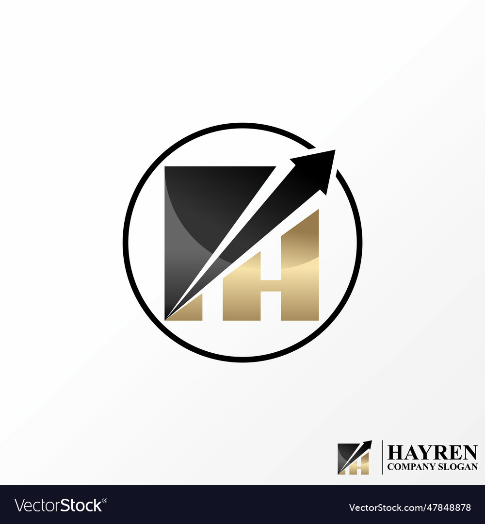 Letter h font arrow up graph bar chart on circle