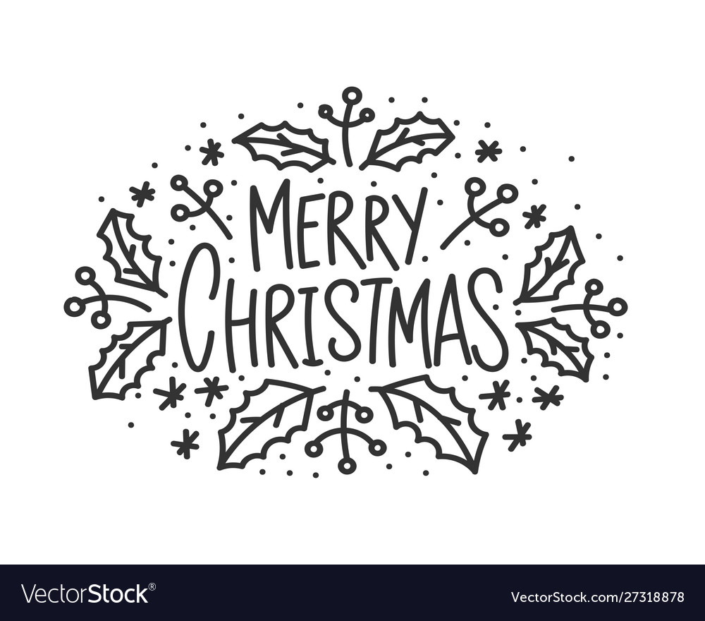 Merry christmas hand drawn lettering text banner