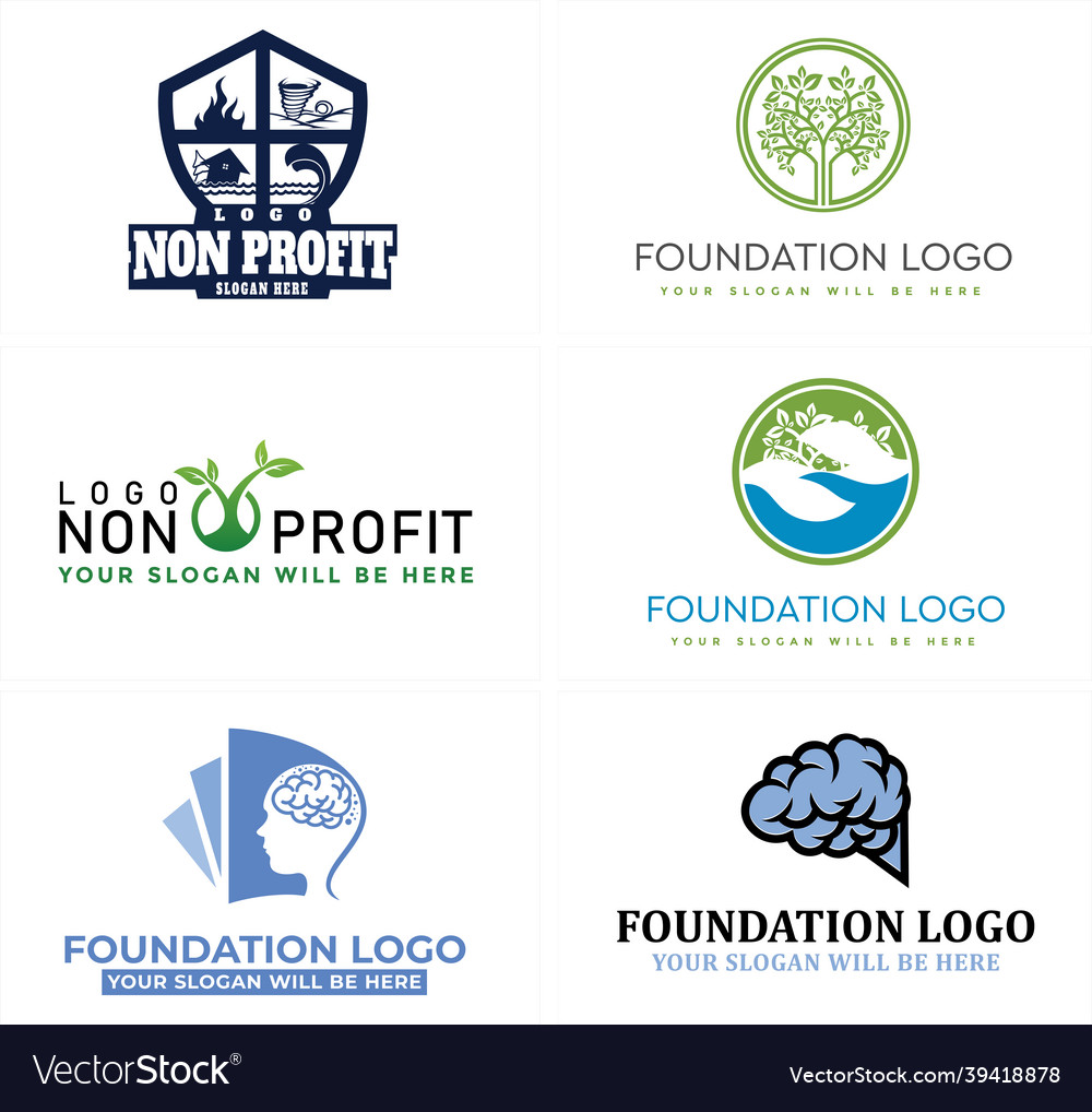 Non profit foundation leaf nature brain logo Vector Image