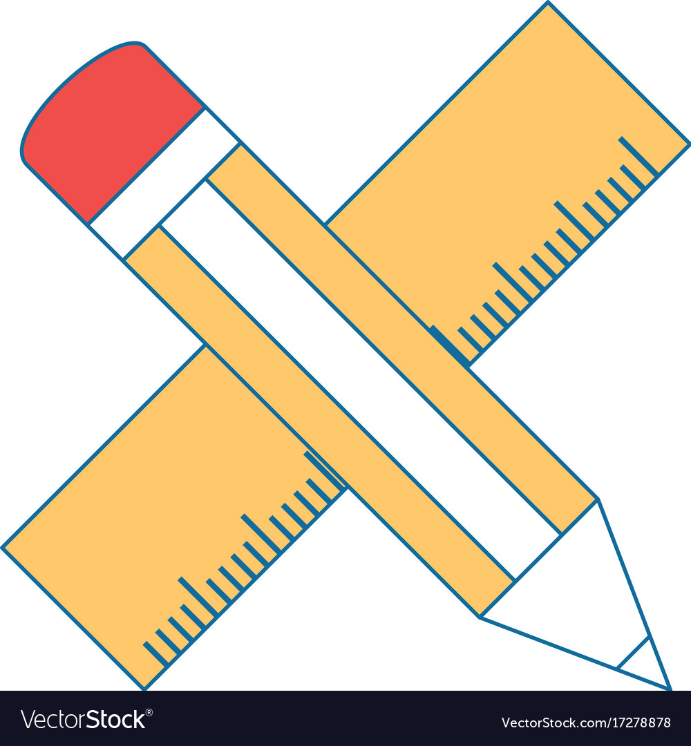 Pencil school with rule Royalty Free Vector Image