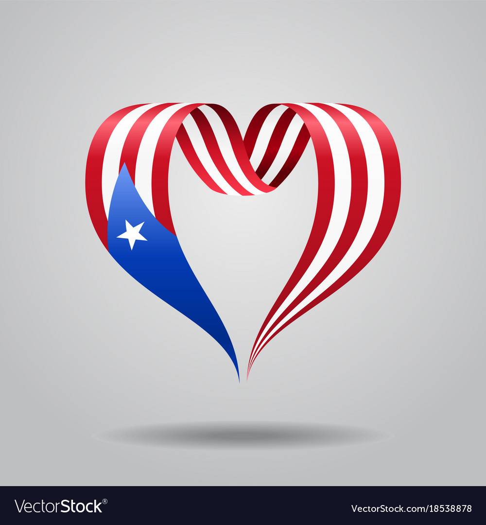 Download Puerto rican flag heart-shaped ribbon Royalty Free Vector