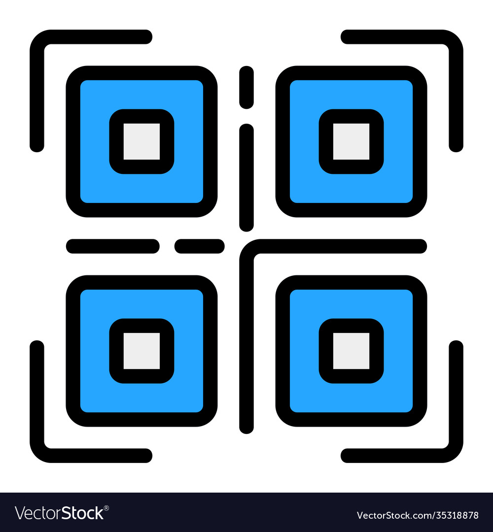 Qr code icon in filled line style for any projects vector image Qr code icon in filled line style for any projects