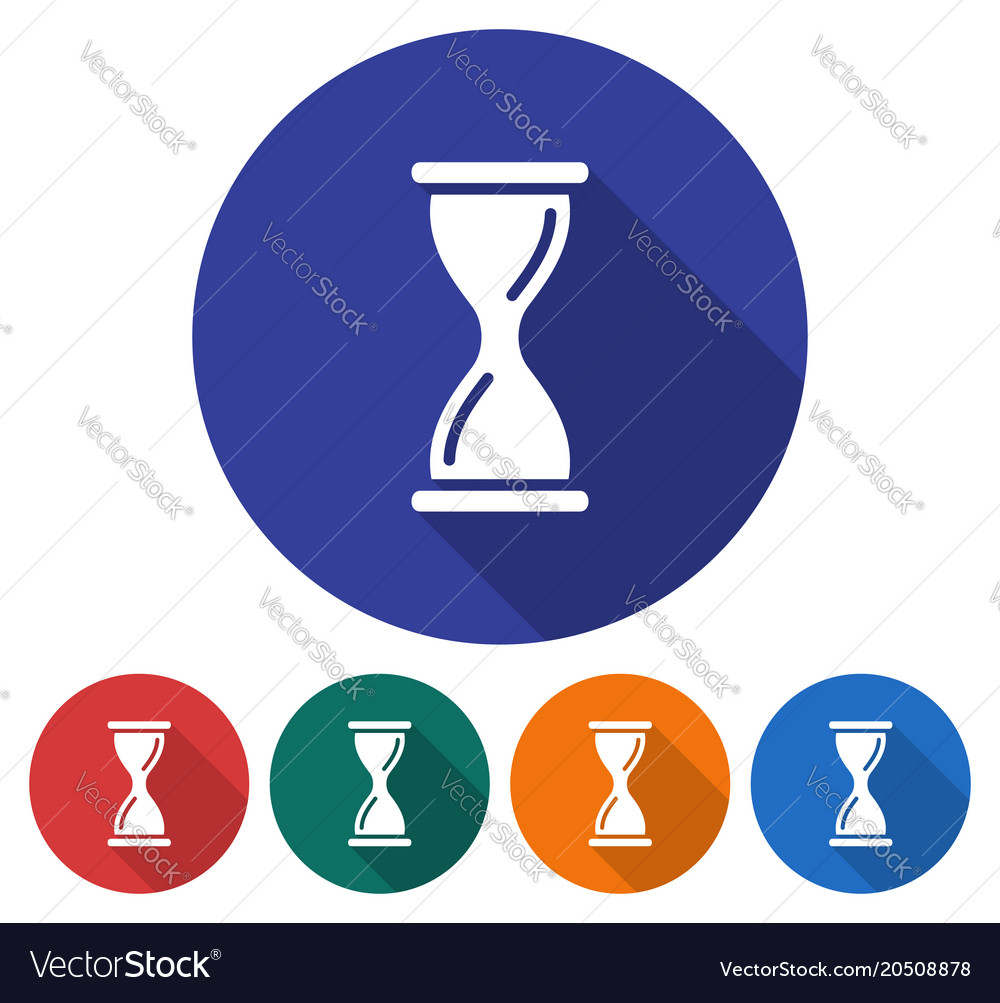 Round icon of hourglass flat style with long