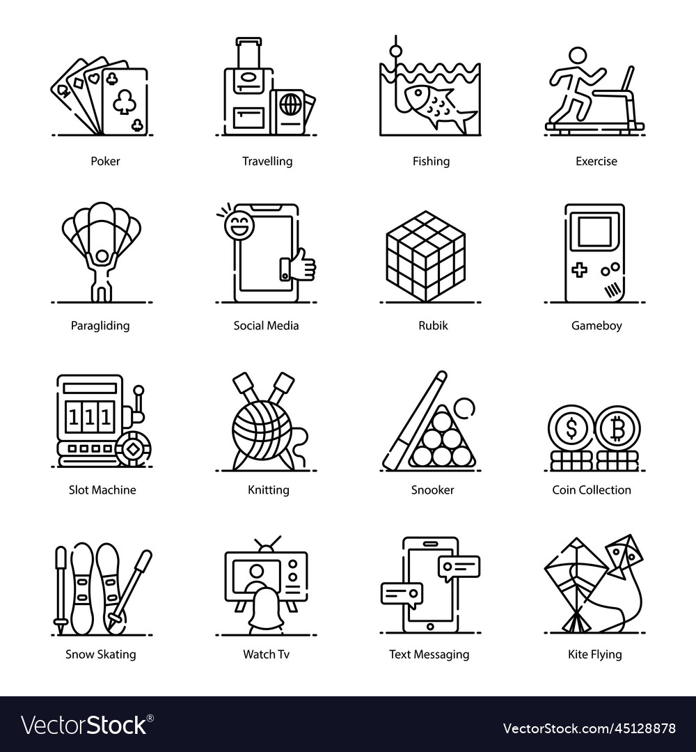 Routine hobbies flat icons pack