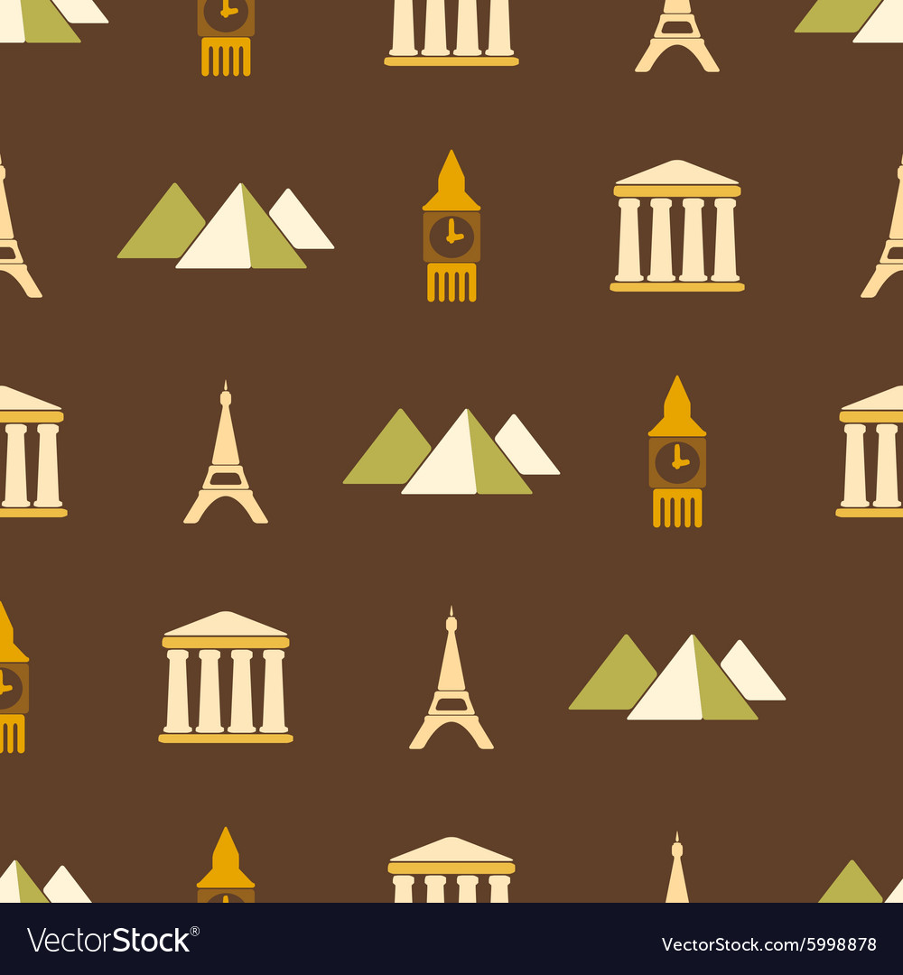 Seamless background with architectural monuments