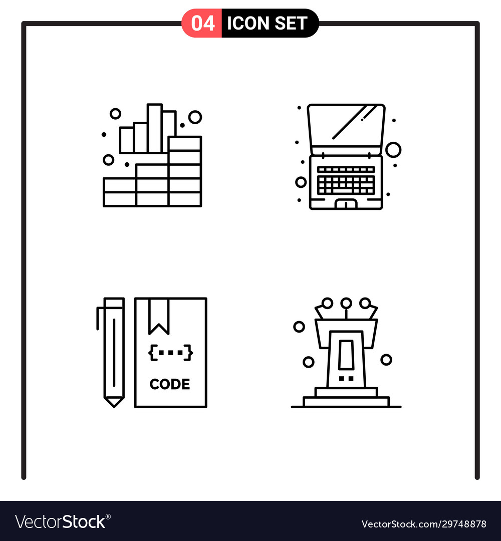 Set 4 line style icons for web and mobile vector image Set 4 line style icons for web and mobile