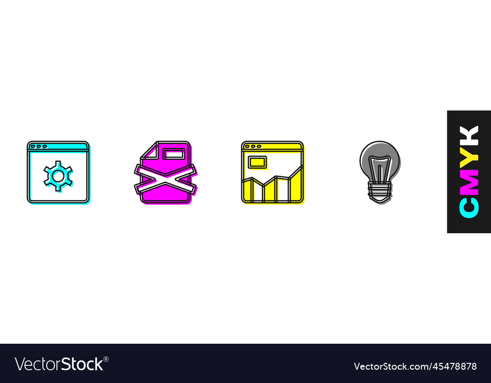 Set browser setting delete file document graph vector image Set browser setting delete file document graph